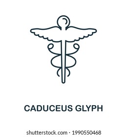 Caduceus Glyph line icon. Thin style element from medicine icons collection. Outline caduceus glyph icon