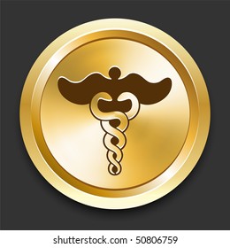 Ilustración Original Del Botón Dorado De Internet De Caduceus