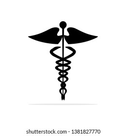 Caduceus health symbol Asclepius Wand icon black color icon. Vector concept illustration for design.