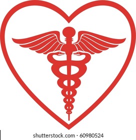 Caduceus In Heart/medical Symbol