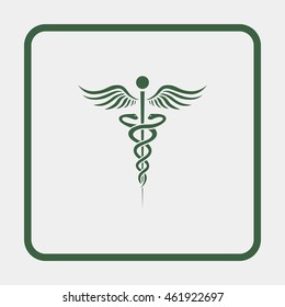 Caduceus of Hermes healthcare flat icon.