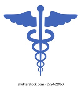 Caduceus of Hermes healthcare flat vector icon for medical apps and websites