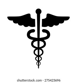 Caduceus of Hermes healthcare flat vector icon for medical apps and websites