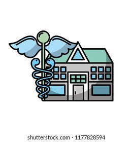 Caduceus Hospital Building Healthcare Medicine Stock Vector (Royalty ...