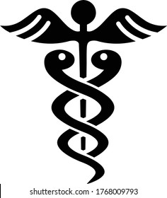 Caduceus icon / black vector graphics