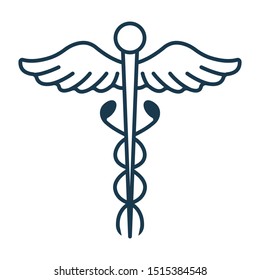 Caduceus Icon. Concept for Healthcare Medicine and Lifestyle. Outline Virtual Doctor. Medical Symbol, Icon and Badge. Simple Vector illustration.