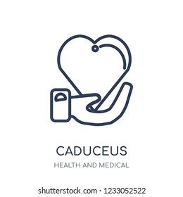 Caduceus icon. Caduceus linear symbol design from Health and Medical collection. Simple outline element vector illustration on white background
