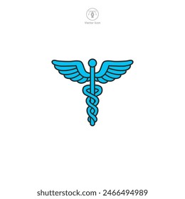 Caduceus Icon. Medical or Healthcare theme symbol vector illustration isolated on white background