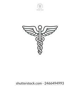 Caduceus Icon. Medical or Healthcare theme symbol vector illustration isolated on white background