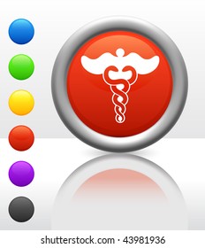 Caduceus Icon on Internet Button Original Vector Illustration