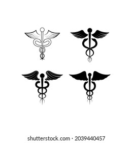 Caduceus icon set design template illustration
