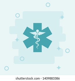 Caduceus Icon. Simple icon, blue colored icon illustration. - Vector