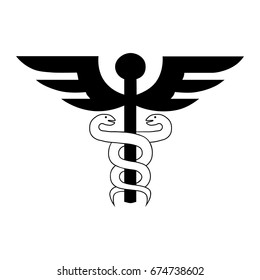 Caduceus icon, Snakes are filled with white color