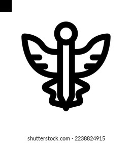 caduceus icon solid style vector