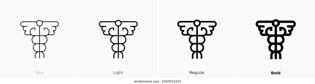 caduceus icon. Thin, Light Regular And Bold style design isolated on white background