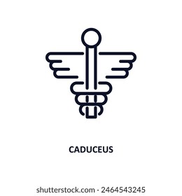 caduceus icon. Thin line caduceus icon from medical and healthcare collection. Outline vector isolated on white background. Editable caduceus symbol can be used web and mobile