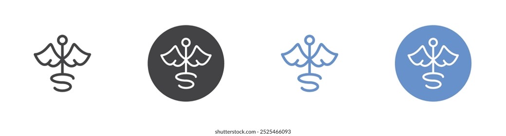 Caduceus icon Thin outline art symbol