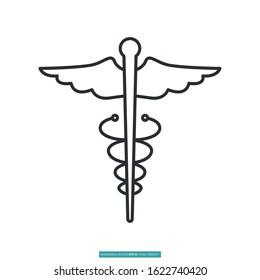 caduceus icon vector illustration logo template for many purpose. Isolated on white background.