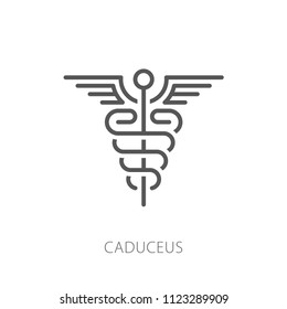 Caduceus icon vector illustration. Thin line modern style