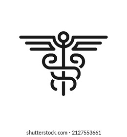 Caduceus icon vector illustration. Thin line modern style