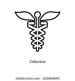 Caduceus icon vector on white background. Black icon illustration