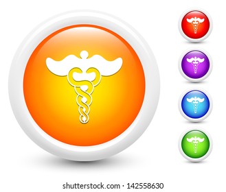 Caduceus Icons on Round Button Collection Original Illustration