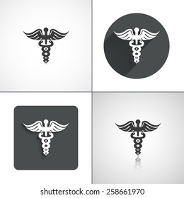 Caduceus icons. Set elements for design. Vector illustration.