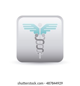 Caduceus inside frame icon. Medical and health care theme. Colorful and isolated design. Vector illustration