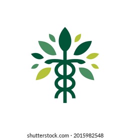 icono del logo del árbol de hoja caduceus