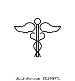 caduceus line icon, medical vector sign or logo