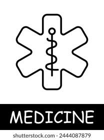 Symbol für Caduceus-Linie. Krankenstand, Genesung, Medizin, Gesundheit, Krankenhaus, Arzt, Wissenschaft, Genesung, Kittel. Vektorgrafik Line-Symbol für Unternehmen und Werbung