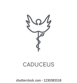 Caduceus linear icon. Modern outline Caduceus logo concept on white background from Health and Medical collection. Suitable for use on web apps, mobile apps and print media.