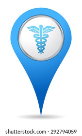 caduceus location medical icon in blue