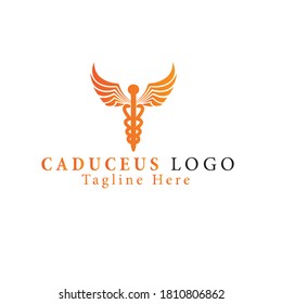 Logo Caduceus vector de negocio con fondo blanco