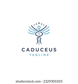 Caduceus logo design template flat vector