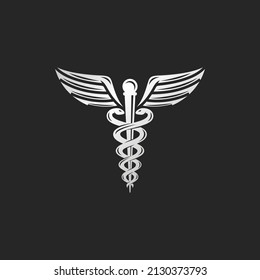 Caduceus logo design vector illustration. Health logo