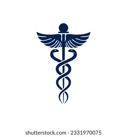 Caduceus logo design vector illustration. Health logo design