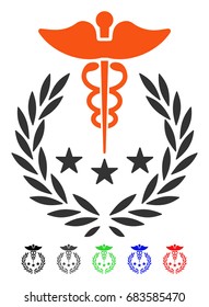 Caduceus Logo flat vector pictogram with colored versions. Color caduceus logo icon variants with black, gray, green, blue, red.
