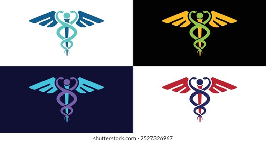 Caduceus, Caduceus Logo, Caduceus of Hermes,Caduceus Medical Symbol, Staff of Hermes, Medical Snake Logo, Medical Logo, Healthcare, Wellness, Modern and Minimalist Healthcare Logo, Vector, Snake Icon,