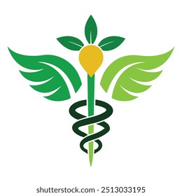 Caduceus logo nutrition vector illustration