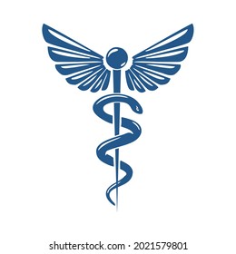 caduceus logo vector for health care or hospital