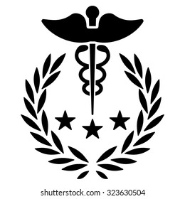 Caduceus Logo vector icon. Style is flat symbol, black color, rounded angles, white background.