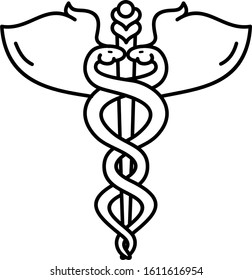 Caduceus Madical Sign Line Art Icon Stock Vector (Royalty Free ...