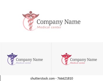 Caduceus, medical center logo, woman's consultation, gynecology center, gynecology, pregnancy, gynecology consultation