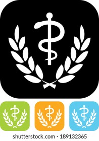 Caduceus medical emblem vector icon