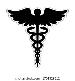 Caduceus Medical Icon/ emblem in paper cut style