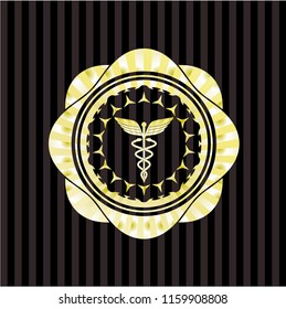 Caduceus medical icon inside shiny badge