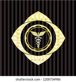 Caduceus medical icon inside shiny badge