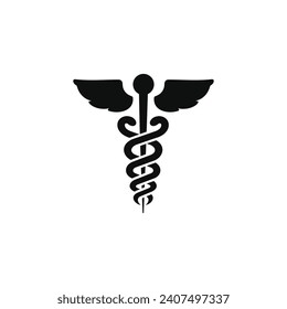 Caduceus medical icon isolated on white background