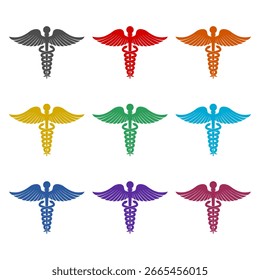 Caduceus Medical icon isolated on white background. Set icons colorful